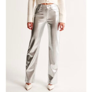 Abercrombie & Fitch Metallic Silver Straight Leg Jeans